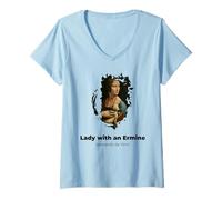 Donna Signora con Un Ermine Grunge Maglietta con Collo a V