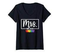 Donna Signora EST. 2026 Appena sposata Moglie Orgoglio Coppia LGBQT Maglietta con Collo a V
