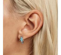 Donna Signora Orecchini S925 Argento Sterling Blu Starfish Gioielli Carino