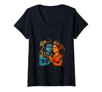 Donna Signore Shiva Durga Dio indù Mahadeva Dea Parvati Maglietta con Collo a V