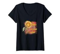 Donna Sii Come Un Girasole, starò Alto e troverò la Luce del Sole Maglietta con Collo a V