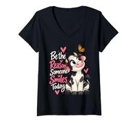 Donna Sii la Ragione per Cui Qualcuno sorride Oggi Mucca Carina Maglietta con Collo a V