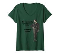 Donna Sii te stesso Oscar Wilde Citazione Maglietta con Collo a V