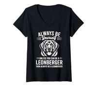Donna Sii Un Cane Leonberger Funny Leonberger Maglietta con Collo a V