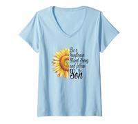 Donna Sii Un Girasole Stand Tall Segui Sun Maglietta con Collo a V