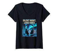 Donna Silent Night - Cuffie Invernali con Vibrazioni rumorose Maglietta con Collo a V