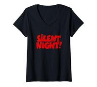 Donna Silent Night (Rosso Vintage) Natale Maglietta con Collo a V