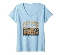 Donna Silenzio e Cielo Senza Tempo del South Dakota Maglietta con Collo a V