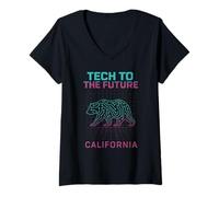 Donna Silicon Tech - Maglietta retrò California Valley Code Circuit Maglietta con Collo a V