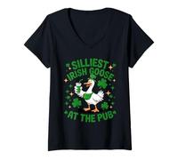 Donna Silliest Irish Goose St Patricks Day Bere Divertimento Maglietta con Collo a V