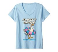 Donna Silly Goose Floaty Goose On The Loose Fun Maglietta con Collo a V