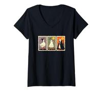 Donna Silly Goose Halloween Duck Francobolli strega fantasma mantello Maglietta con Collo a V