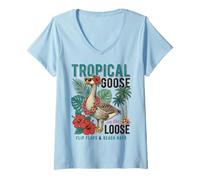 Donna Silly Goose Tropical Goose On The Loose Maglietta con Collo a V