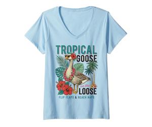 Donna Silly Goose Tropical Goose On The Loose Maglietta con Collo a V