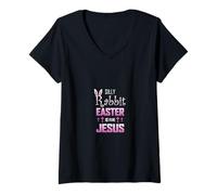 Donna Silly Rabbit Easter Is For Jesus Fede Maglietta con Collo a V