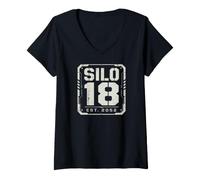 Donna Silo 18 EST. 2052 La Stampa della Luce Maglietta con Collo a V