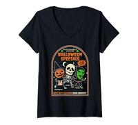 Donna Silver Shamrock novità Speciali Halloween Corrispondenza Famiglia Maglietta con Collo a V