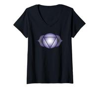 Donna Simbolo Chakra del Terzo Occhio | Design Geometrico Mandala Indaco Maglietta con Collo a V