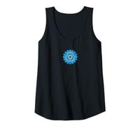 Donna Simbolo Chakra della Gola, Design Geometrico Mandala Blu Canotta