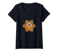 Donna Simbolo Chakra sacrale | Design Geometrico Mandala Arancione Maglietta con Collo a V