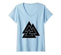 Donna Simbolo Spirituale della Trinità celtica Erde Sonne Mond Natur Maglietta con Collo a V