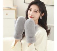 Donna Simil Mohair Guanti a Manopola Pile Maglia Soffice Inverno Morbido Moda