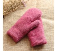 Donna Simil Mohair Guanti Manopola Inverno Felpa Caldo Intera Dito Maglia Rétro