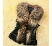 Donna Simil Similpelle Gilet Fox Pelliccia Giacca Invernale Caldo
