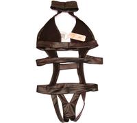 Donna Similpelle Bondage Body Elasticizzato Traforato Bikini Costume Cosplay