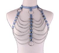 Donna Similpelle Corpo Imbracatura Reggiseno Lingerie Cintura con Metallo Catena