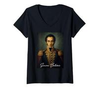 Donna Simon Bolívar Libertador Veneuela Maglietta con Collo a V
