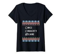 Donna Simpatica Birichina Natale Elaine Maglione Brutto Maglietta con Collo a V
