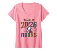 Donna Simpatica Classe di 2026 Rocks Unicorn Rocks Fabulous Girl Maglietta con Collo a V