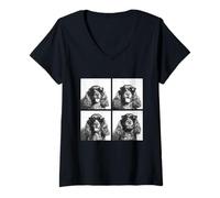 Donna Simpatici barboncini divertenti cani occhiali da sole Photo Booth Proprietari di animali domestici Maglietta con Collo a V