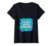 Donna Simpatici Calzini Fuzzy Forever Emblem per Ragazzi e Ragazze Maglietta con Collo a V