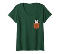 Donna Simpatici Pinguini Design Amanti, Divertente Pinguino Pingu in Tasca Maglietta con Collo a V