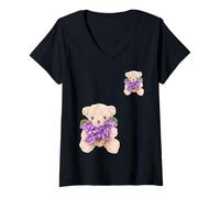 Donna Simpatico 2 Orsi Divertente Design Unisex Per Uomini Donne Bambini Tee Maglietta con Collo a V