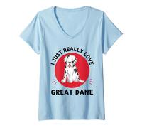 Donna Simpatico Alano I Just Really Love Great Dane Dog Lover Maglietta con Collo a V