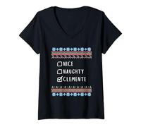 Donna Simpatico Birichino Natale Clemente Maglione Brutto Maglietta con Collo a V