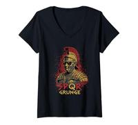 Donna Simpatico Centurione Romano SPQR Stile Grunge Grafica Maglietta con Collo a V