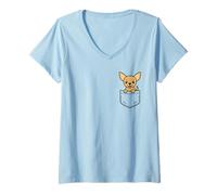 Donna Simpatico Chihuahua Puppy Pocket Pal Divertente Chihuahua Piccolo Cane Maglietta con Collo a V