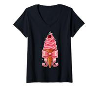 Donna Simpatico Cono Gelato Maglietta con Collo a V