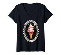 Donna Simpatico Cono Gelato Maglietta con Collo a V