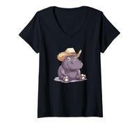 Donna Simpatico costume da ippopotamo per gli amanti degli animali e dei cowboy Maglietta con Collo a V