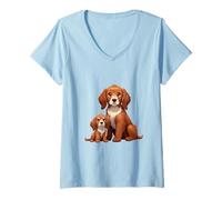 Donna Simpatico Cucciolo di Cane Cavalier King Charles Spaniel Maglietta con Collo a V