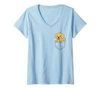 Donna Simpatico cucciolo di Golden Retriever Pocket Pal Funny Retriever Dog Maglietta con Collo a V