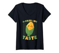 Donna Simpatico Design A-Maize-ING Gusto Corn Pun Foodie Maglietta con Collo a V