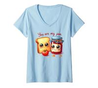 Donna Simpatico Design con Coppia di Dolci Toast marmellata di Mele Maglietta con Collo a V