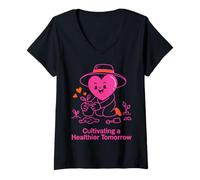 Donna Simpatico Design da Giardinaggio a Forma di Cuore, per Coltivare Un Domani più Sano Maglietta con Collo a V