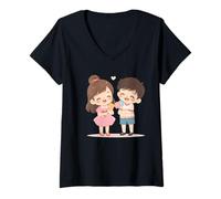 Donna Simpatico Design Unisex con Scritta Best Friends Forever Maglietta con Collo a V